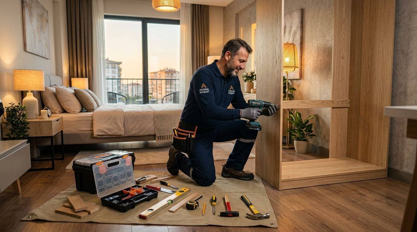 Usta marangoz tarafından mobilyaların sökülmesi ve kurulumu